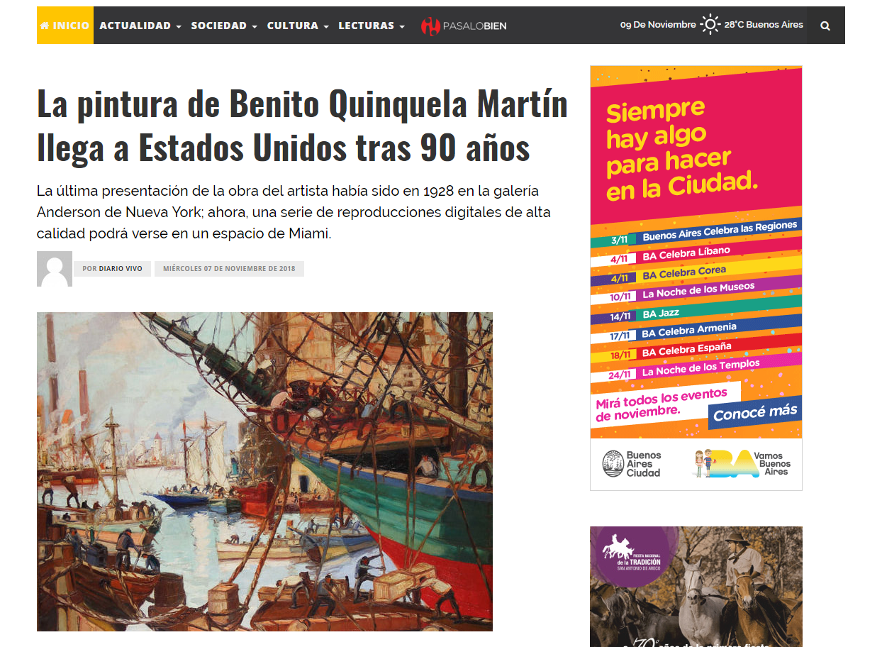La pintura de Benito Quinquela Martín llega a Estados Unidos